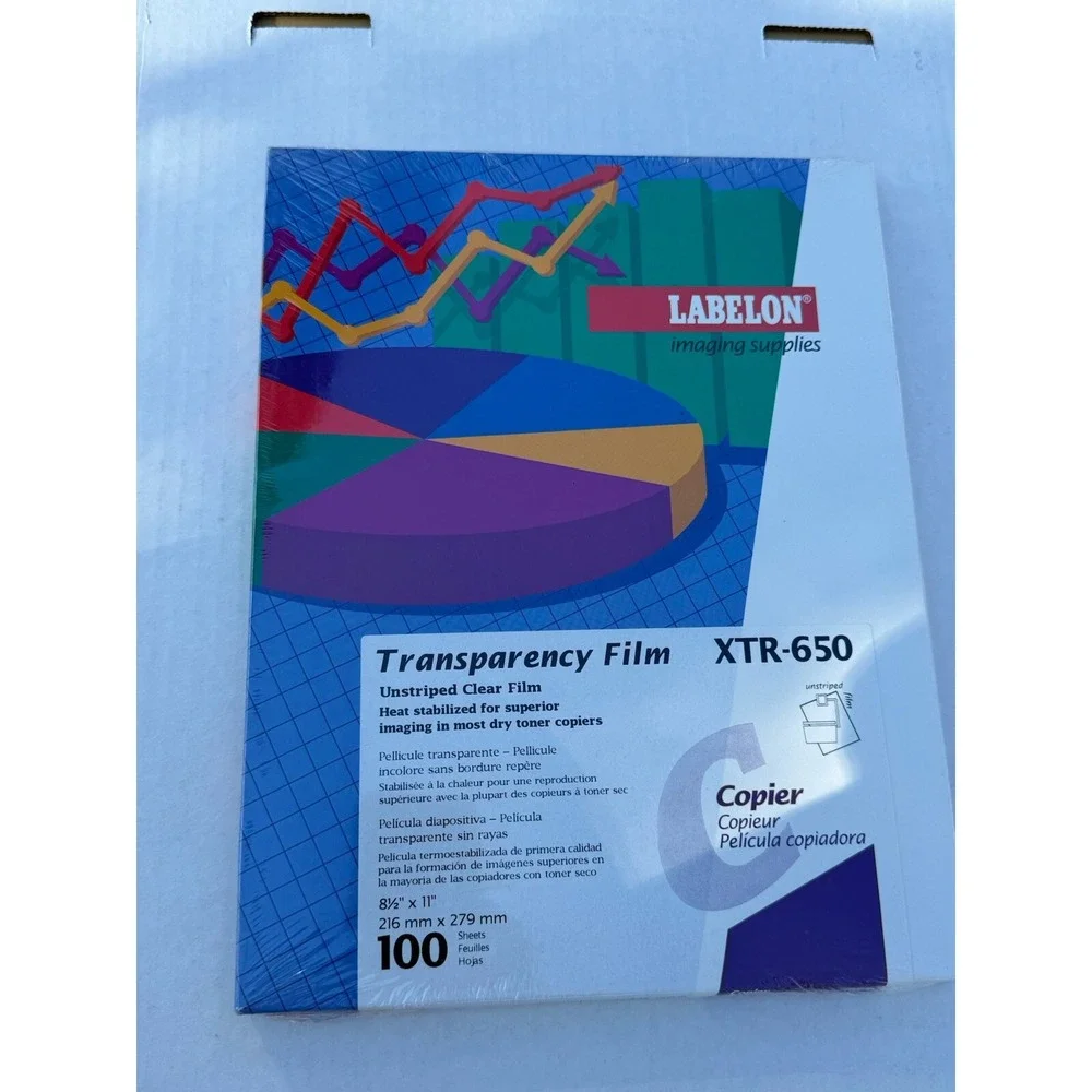 Labelon XTR-650 Transparency Film Unstriped Clear 8.5x11 Copier 100 Sheets NEW